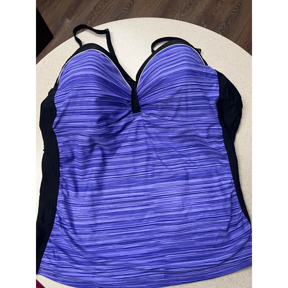 Free Country Stripe Plus Size‎ XXXL Tankini Swimsuit Top Violet